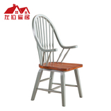 左拉家居 美式实木餐椅 实木木质椅子复古休闲扶手椅靠背椅木椅