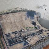 [包邮]外贸原单复古火车头图案线毯沙发毯 多功能毯壁画毯欧美风
