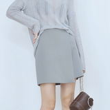 2016秋装韩国原单 不规则修身显瘦半身裙 西装一片式气质A字短裙