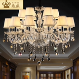欧式复古客厅餐厅田园蜡烛大厅透明LED卧室美式地中海水晶吊灯具