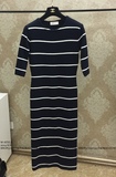 韩国代购VASELINE正品 中袖条纹显瘦针织连衣裙