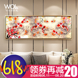 新中式立体九鱼图富贵花开客厅卧室餐厅厨房装饰画沙发背景墙挂画