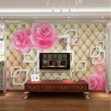 3D立体影视墙纸大型壁画客厅电视背景墙壁纸卧室床头婚房浪漫玫瑰