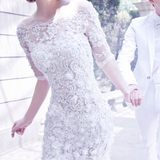 新娘婚纱礼服拖尾新款2015夏鱼尾蕾丝复古露背顶级气质 质感婚纱