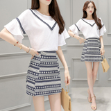 梦妮格时尚潮流女装夏季清凉新款套装韩版民族风学生短裙套装