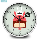HICAT疯小猫个性创意红色兔子帽挂钟卡通动漫儿童房宝宝最爱时钟