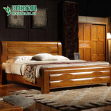 日翔 新中式实木床1.8米双人床简约现代家具床 主卧床1.5m橡木床