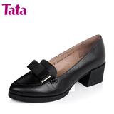 聚Tata/他她秋季专柜同款牛皮中跟浅口女鞋简约通勤单鞋2Q902CQ5