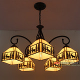 创意蒂凡尼麋鹿吊灯 复古小户型客厅卧室儿童书房吊灯 餐饭厅吊灯