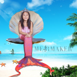 Mermaker mermaid tai 美人鱼尾巴含脚蹼儿童可游泳泳衣弹力C01
