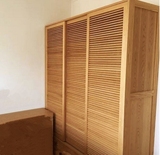纯实木日式韩式橡木衣柜衣橱简约现代双开门推拉门百叶门衣柜特价