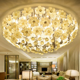 创意个性水晶灯具现代简约LED客厅灯吸顶灯田园温馨卧室灯饰圆形