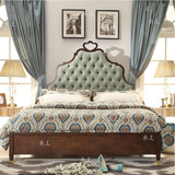 现代新中式实木双人床 时尚欧式拉扣卧室家具 北欧宜家宫廷皇后床