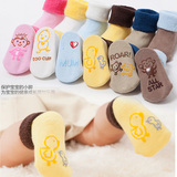 婴儿秋冬季纯棉加厚毛圈袜子 0-1岁宝宝防滑卡通点胶中筒地板袜
