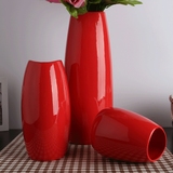 陶瓷花瓶三件套 简约现代装饰 白色红色绿色家居摆件 欧式包邮