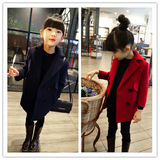 2016春秋新款韩版女童西裝外套棉羊绒大衣双排扣修身儿童呢子衣服