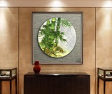 竹子油画清雅中式风格玄关大厅圆形装饰画节节高
