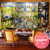 栖木蛋彩 欧式现代油画沙发背景巨幅超大幅装饰壁画定制 人间乐园