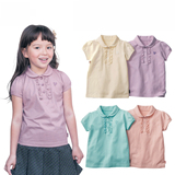 女童儿童装纯棉装t恤衫泡泡袖短袖吸汗半袖娃娃领上衣夏两件包邮