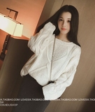 6度欧美2015冬装韩国新款纯色圆领宽松提花针织套头毛衣女 E12320