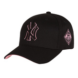 【韩国直邮】正品代购MLB棒球帽 NY洋基队粉边黑标刺绣黑鸭舌潮帽