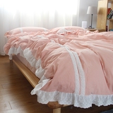 新品 水洗棉四件套 蕾丝公主风床裙花边全棉纯棉床笠床单床上用品