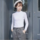 韩版2016秋装新款复古小高领短款毛衣高弹针织衫打底衫上衣潮女