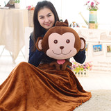 猴子猴年吉祥物暖手捂抱枕被子两用三合一法兰绒毯子毛绒玩具礼物