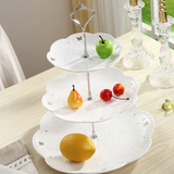 欧式客厅水果盘创意陶瓷三层蛋糕托盘下午茶点心西餐盘干果零食盘