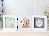 预售 防尘款婴儿手足印新生儿手脚印泥宝宝纪念百天礼物 实木相框