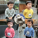 斑斑家2015韩版贴补加绒卫衣男童童装宝宝冬季加厚奶瓶保暖卫衣