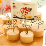 娜小屋 韩国创意 可爱木质桌面摆件 复古铁艺留言夹照片夹便签夹