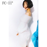 fcii2016春装新款貂毛毛衣一字领两穿女套头中长款包臀针织衫性感