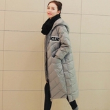2015冬季新款韩版大码宽松军工装加厚连帽中长款不规则羽绒服女装