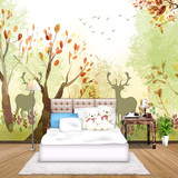 欧式3D田园壁纸 卧室客厅电视背景墙墙纸 大型壁画 梦幻花朵森林