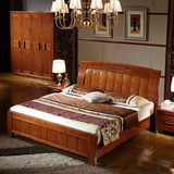 中式全实木床1.8米1.5米成人大床 卧室双人床橡木婚床气动高箱床