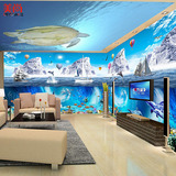 3D海底世界系列大型壁画 儿童房主题餐厅酒吧KTV影吧墙纸海豚壁纸
