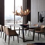 餐桌 实木大理石餐桌椅组合 北欧宜家酒店样板房 设计师家具定制