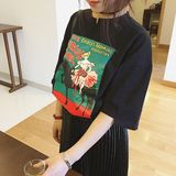 韩国ulzzang原宿bf风短袖T恤女学生夏季韩版宽松上衣体恤印花半袖