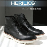 HERILIOS/荷瑞列斯英伦男士真皮靴高帮鞋潮流时尚拉链休闲工装靴