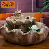 班德拉斯  荷塘月色青蛙流水摆件创意陶瓷桌面装饰工艺品桌面摆设