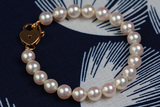 A1AAAA级天然海水珍珠手链日本akoya强光正圆白透粉18K金心形正品