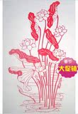 创意纯手工传统花卉剪纸荷花中国特色手工艺礼品装饰画窗花送老外