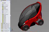 单人概念环保小汽车图纸 SolidWorks设计 城市电动车3D建模