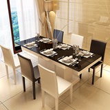 爱乐思现代简约钢化玻璃餐桌椅组合伸缩饭桌子折叠钢琴烤漆餐台