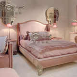 儿童床女孩床粉色公主床欧式意大利风格布艺床样板间软包单人小床