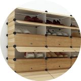 超杰多层防尘组装简易鞋架 简约现代仿木纹创意收纳树脂塑料鞋柜