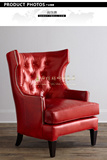 欧式美式现代宜家高档皮革单人沙发椅会所样板房书房休闲椅老虎椅