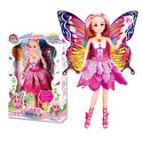 时尚蝴蝶仙子生日礼物芭比娃娃儿童玩具梦幻发光翅膀女孩益智玩具