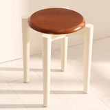 米仁 实木圆凳 地中海梳妆凳子 创意餐凳现代简约换鞋凳化妆凳